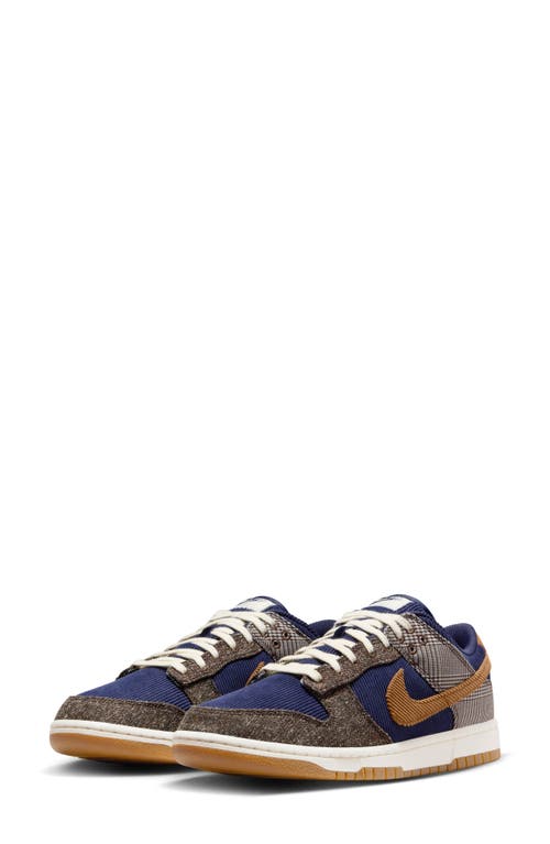 Nike Dunk Low Premium Basketball Sneaker In Midnight Navy/ale Brown
