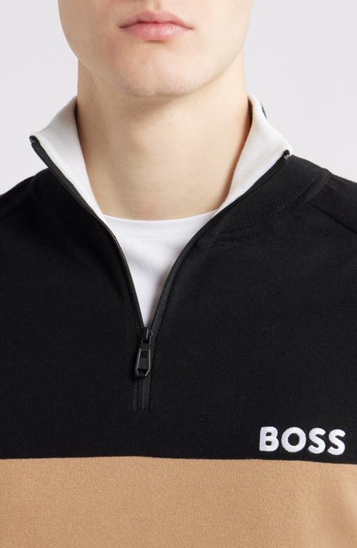 Hugo Boss Water-repellent Quarter-zip Sweatshirt In Black