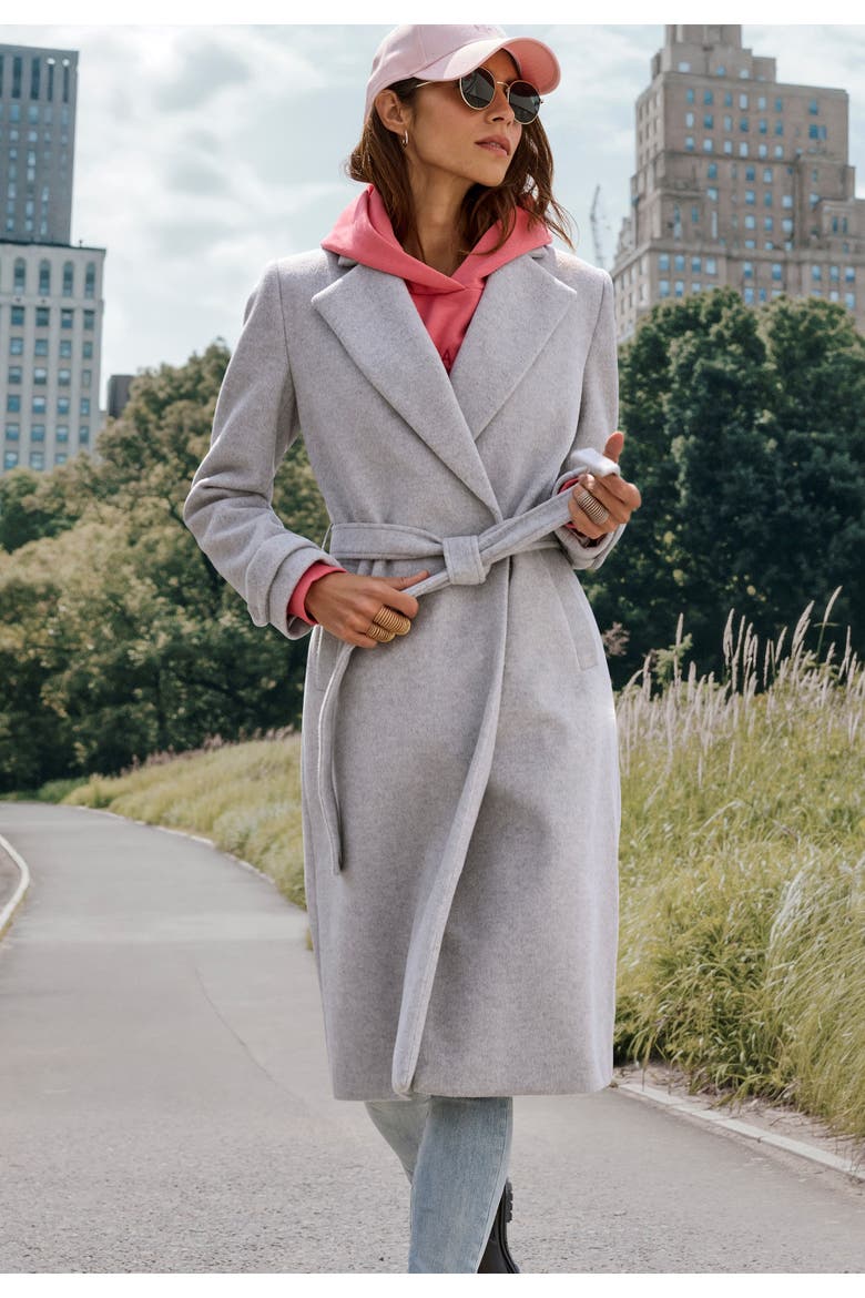 Belted Wrap Coat, Alternate, color, Grey Heather