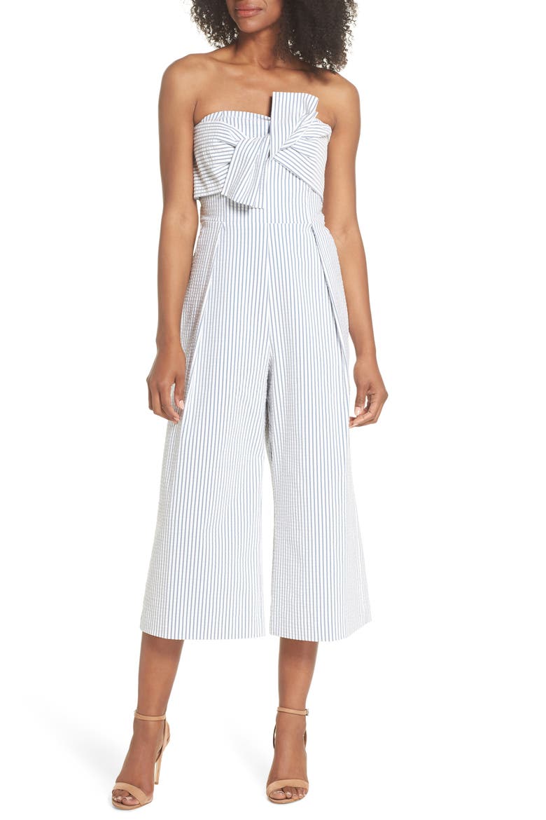 Twist Front Seersucker Crop Jumpsuit video