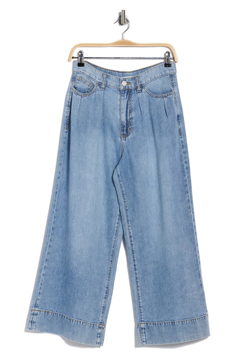 Relaxed Cropped Pleated Jeans, Alternate, color, PALOMA