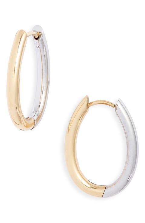 Waterproof Two-Tone Oval Hoop Earrings