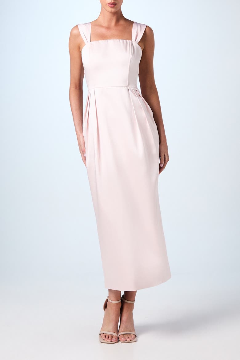 Corset Column Midi Bridesmaids Dress, Alternate, color, Blush