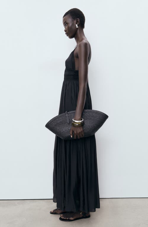 Mango Lace Trim Tiered Maxi Sundress In Black