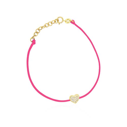 The Lovery Fine Jewelry Pink Silk Diamond Heart Bracelet