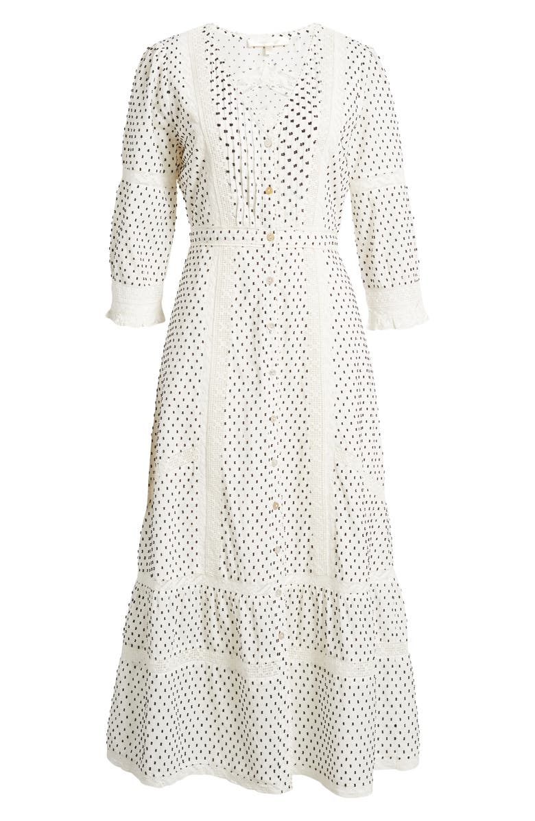 LoveShackFancy Desert Victorian Cotton Blend Jacquard Dress, Alternate, color, 
