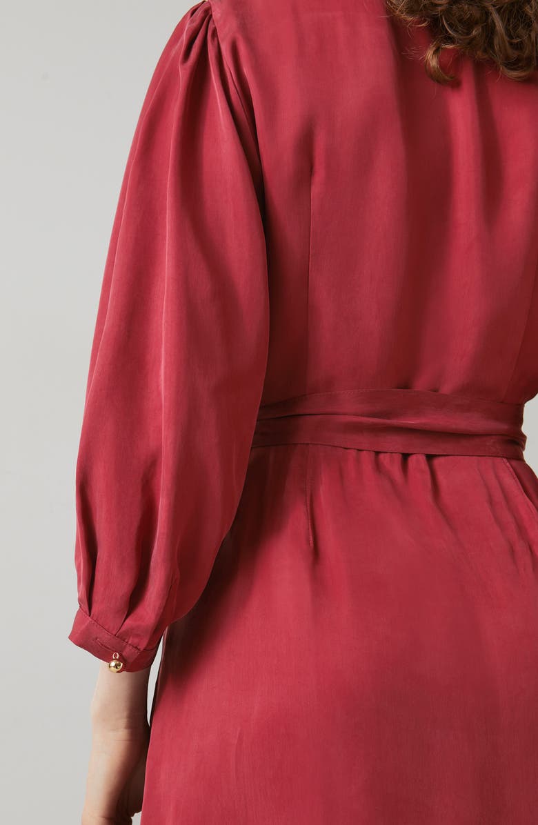 LK Bennett Iris Long Sleeve Wrap Dress, Alternate, color, Burgundy