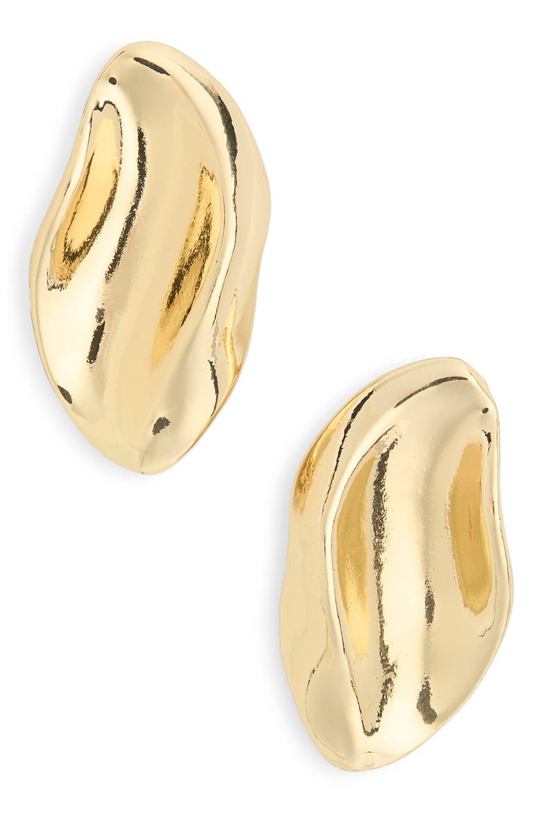Molten Oval Stud Earrings, Main, color, GOLD