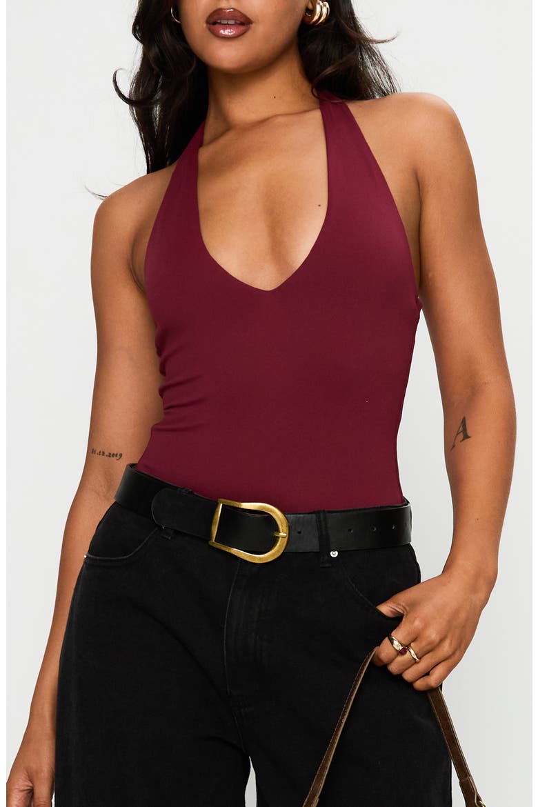 Someone New Halter Bodysuit, Alternate, color, BURGUNDY