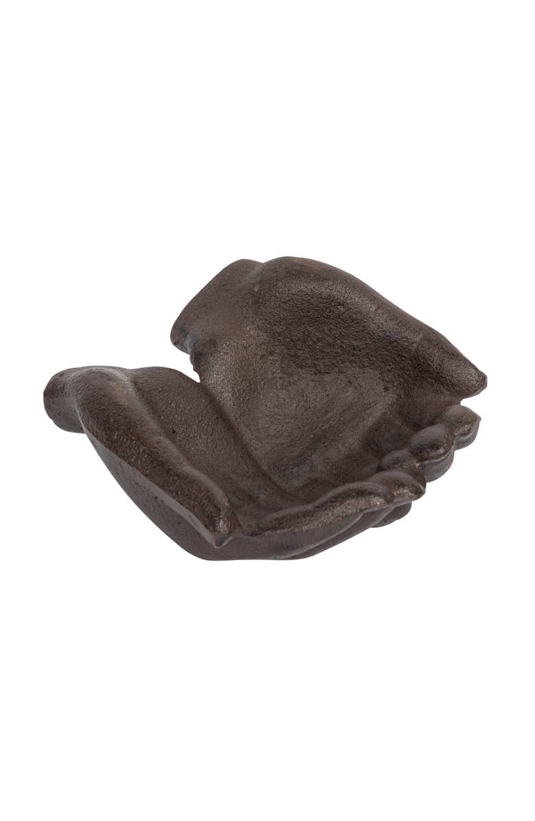 Storied Home Cast Iron Hands Dish with Rust Finish, Main, color, Bronze