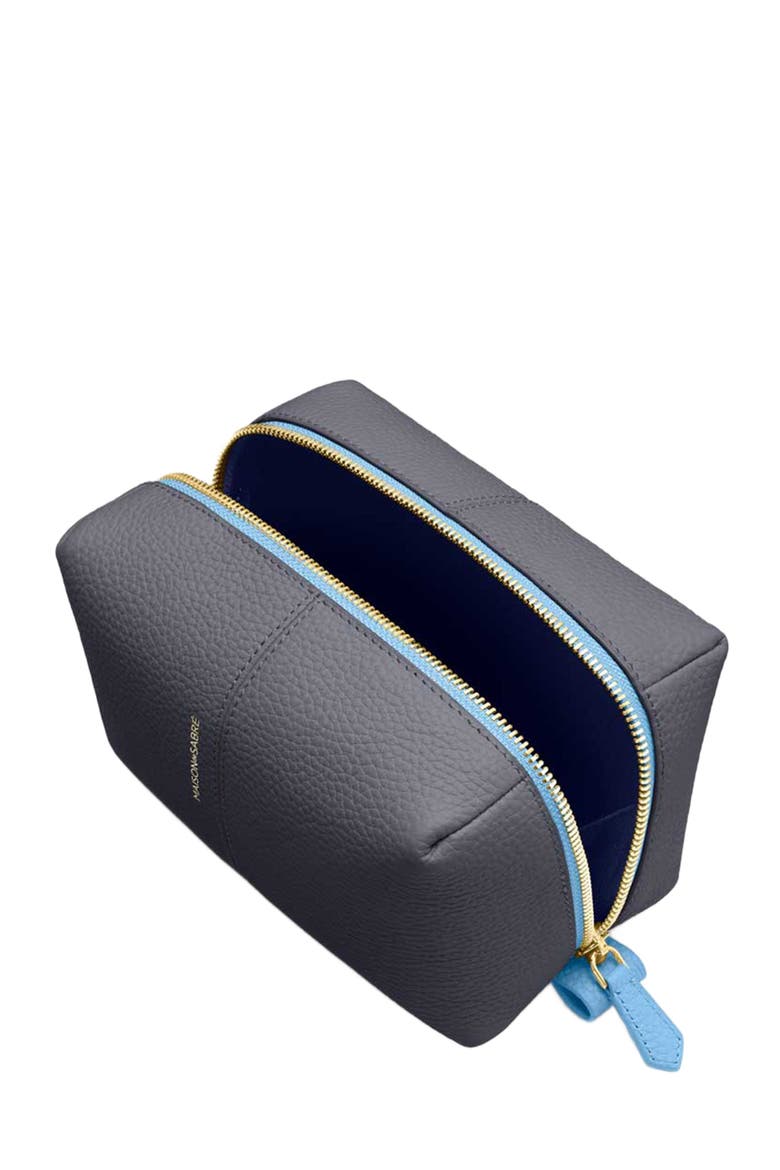 Leather Beauty Pouch, Alternate, color, Graphite Sky