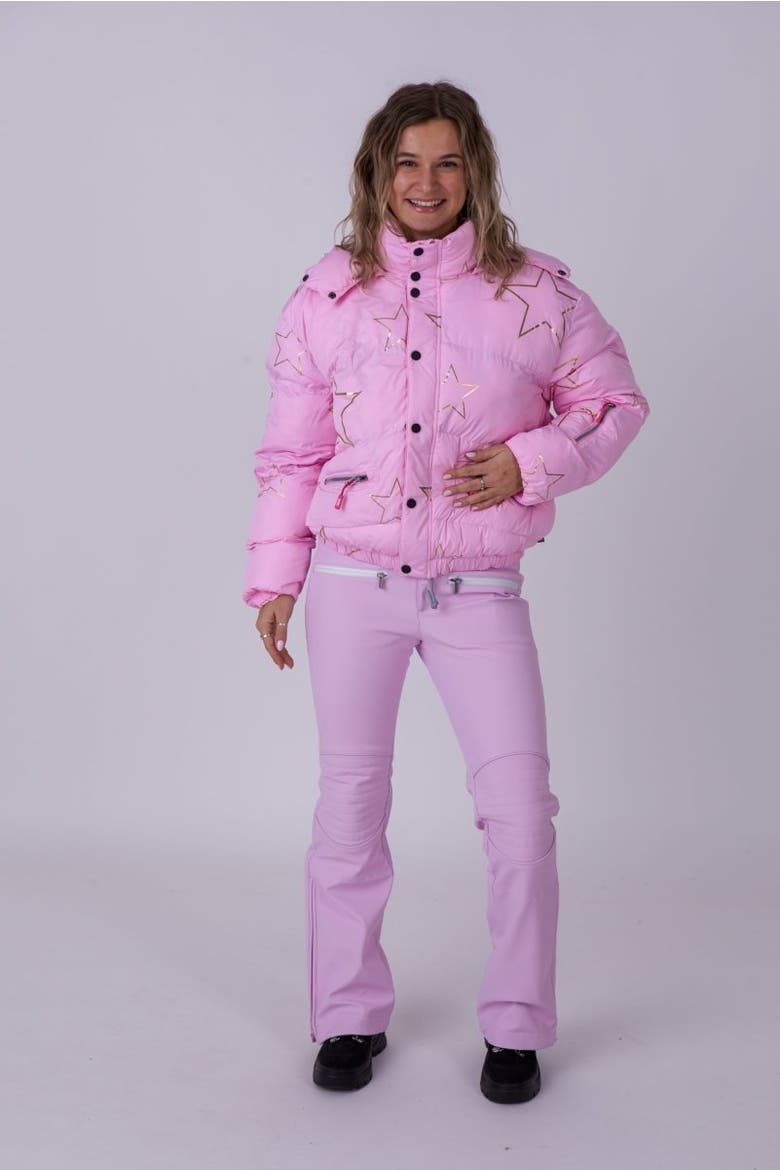 Chic Puffer Jacket - Gold Stars, Alternate, color, Pink with Gold Stars