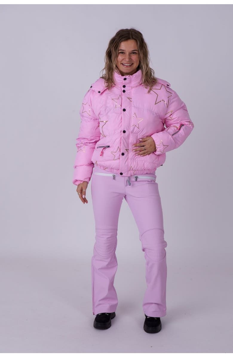 OOSC Chic Puffer Jacket - Gold Stars, Alternate, color, Pink With Gold Stars