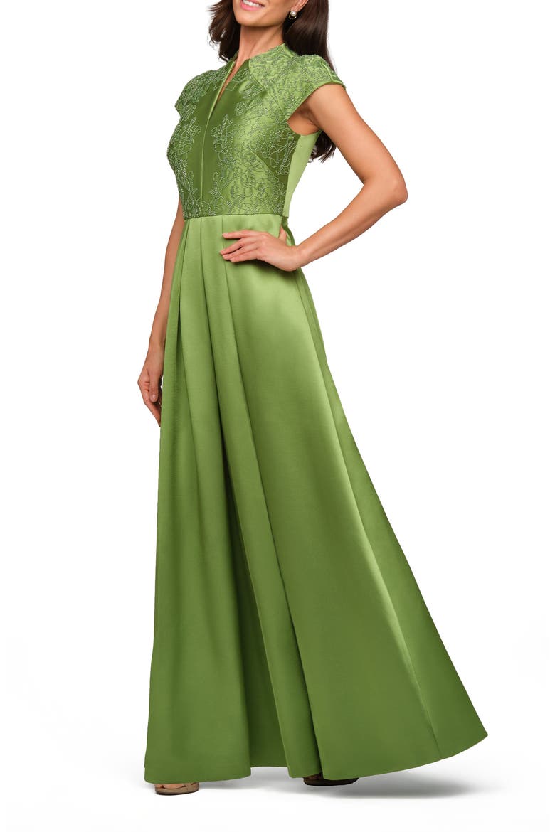 Wrenley Beaded Cap Sleeve Gown, Alternate, color, LIME GREEN