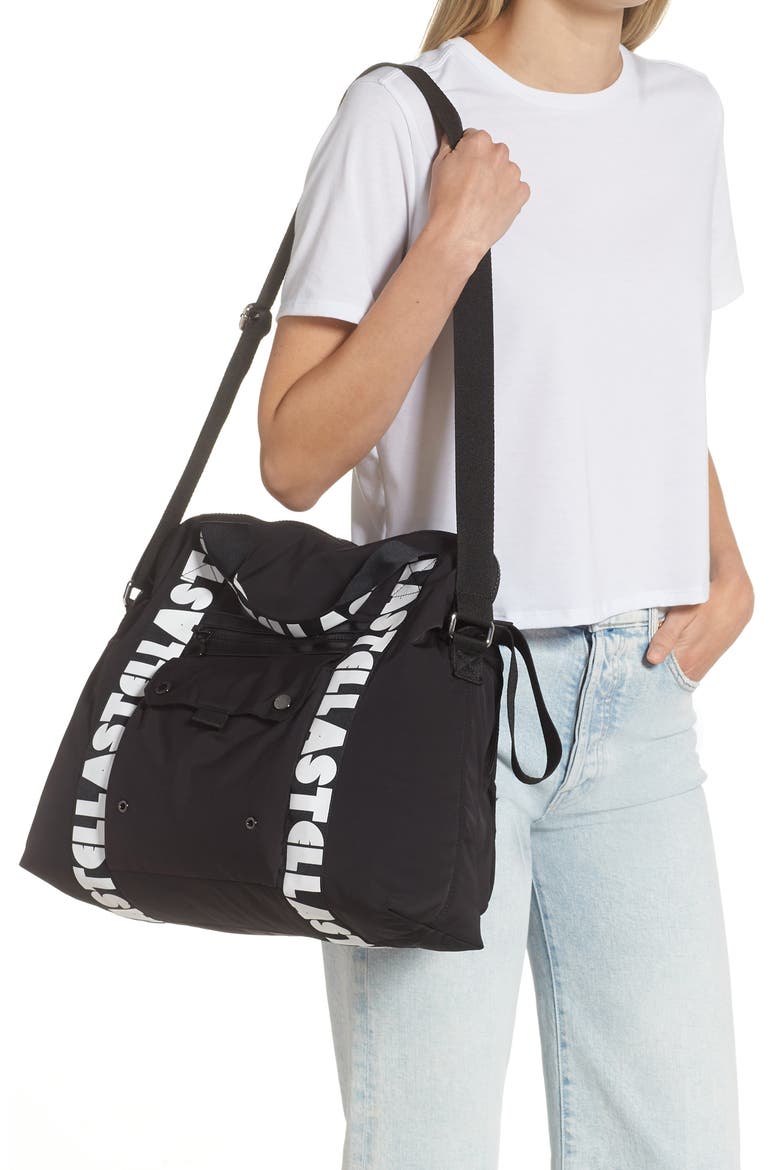 Stella McCartney Logo Diaper Bag, Alternate, color, 930 BLACK
