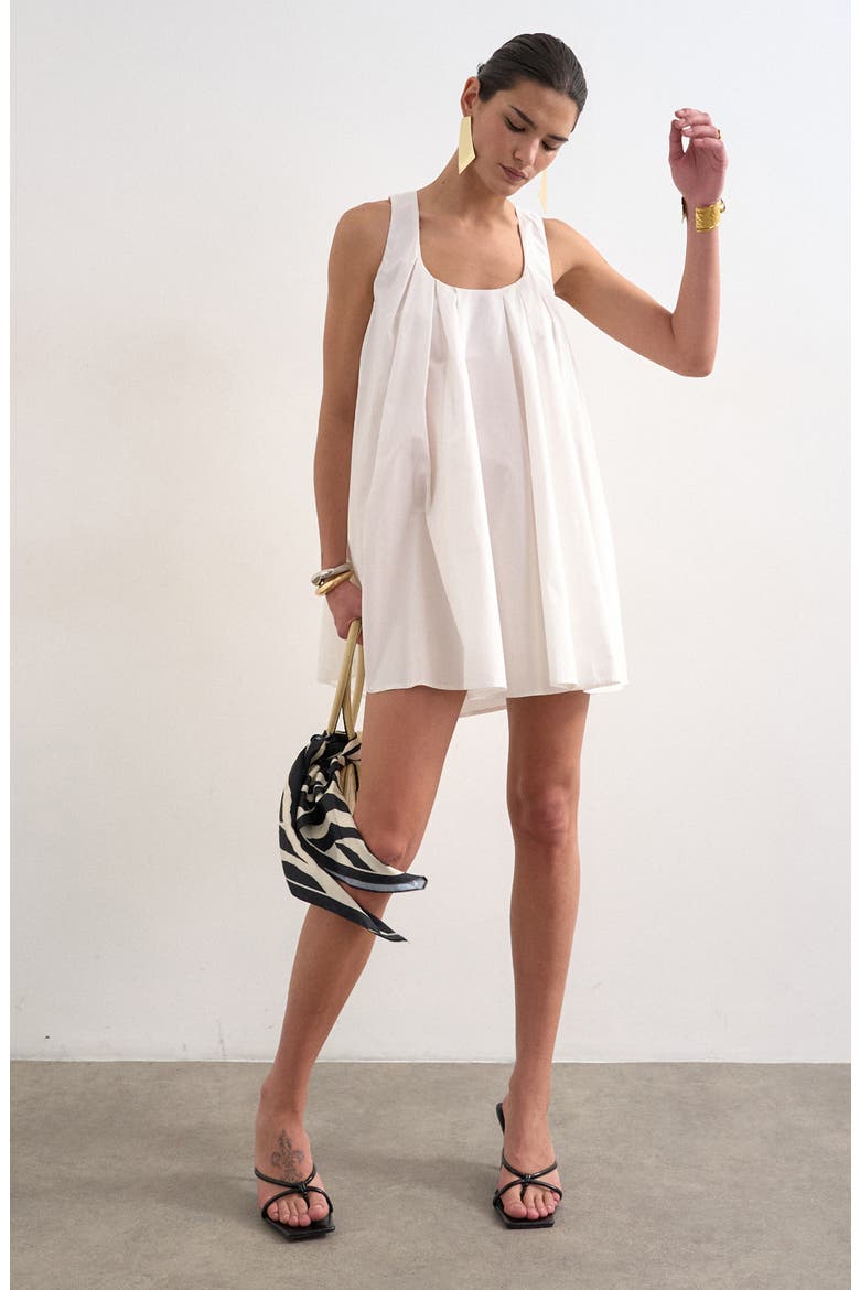Pleated Sleeveless Minidress, Main, color, WHITE