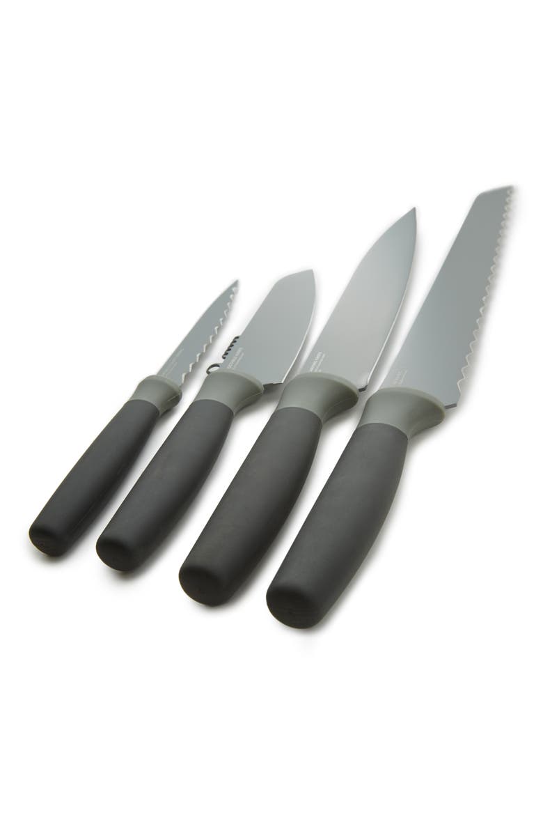 Leo Balance 4-Piece Non-Stick Knife Set, Alternate, color, GRAY