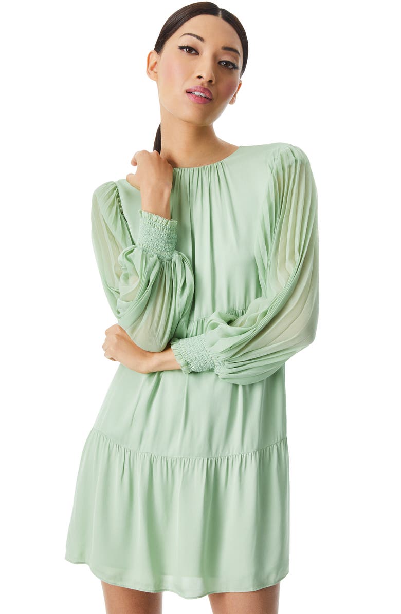 Alice + Olivia Antonette Pleated Long Sleeve Dress, Alternate, color, 