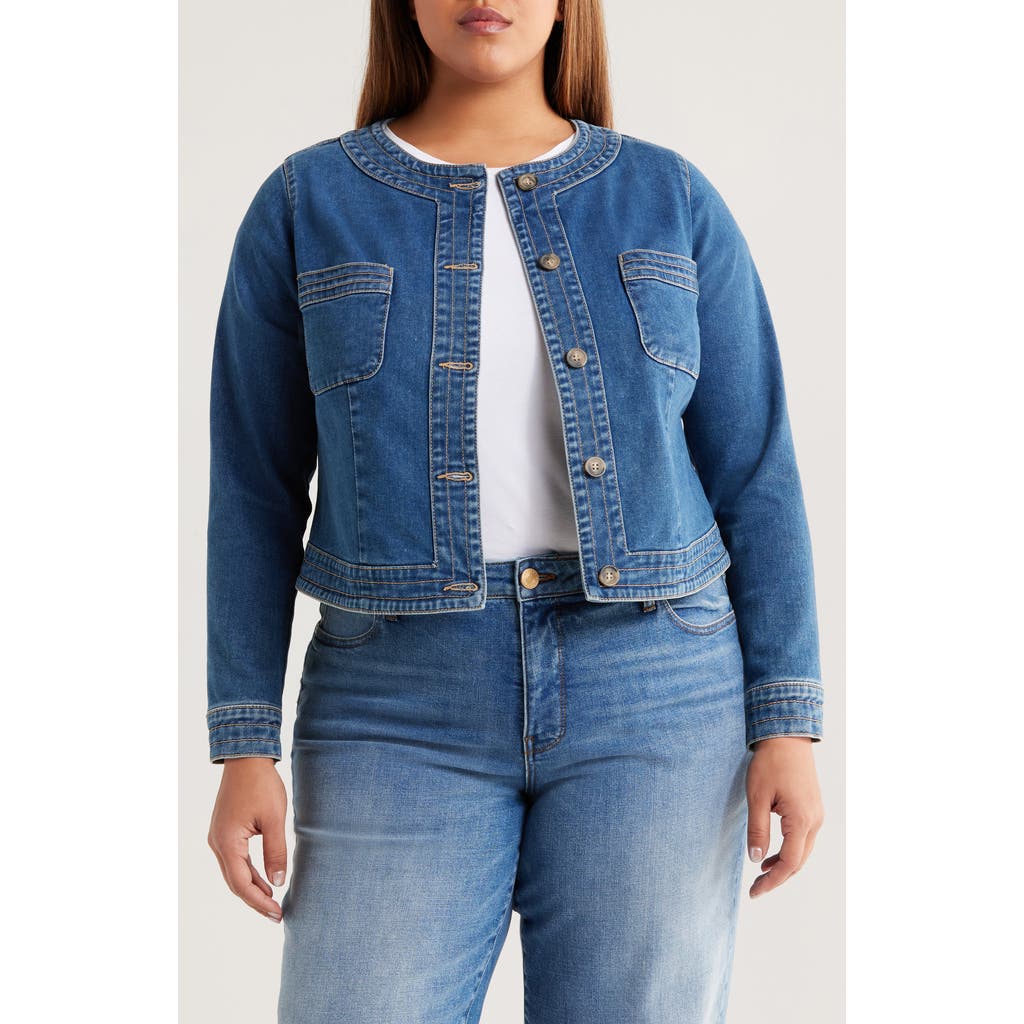 Kut From The Kloth Lorelei Scoop Neck Denim Jacket In Blue