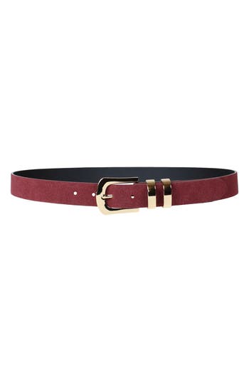 Linea Pelle Double Keepers Faux Leather Belt In Burgundy