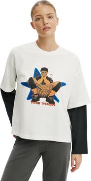 Cotton On Women's Lcn Double Oversized Graphic Tee