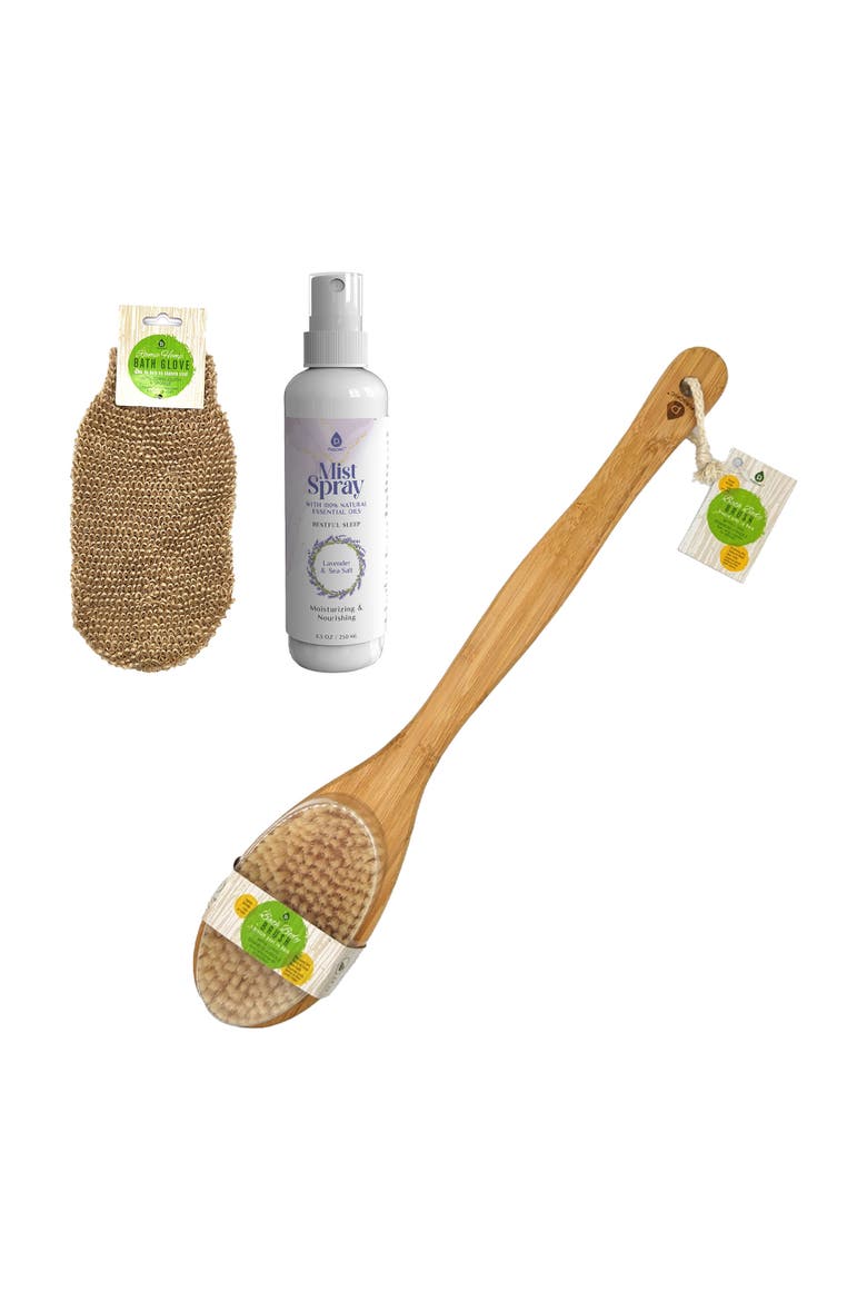 Mist Spray, Sisal Gloves & Bath Brush Set, Main, color, Multicolor