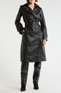 MAX STUDIO Faux Leather Long Trench Coat