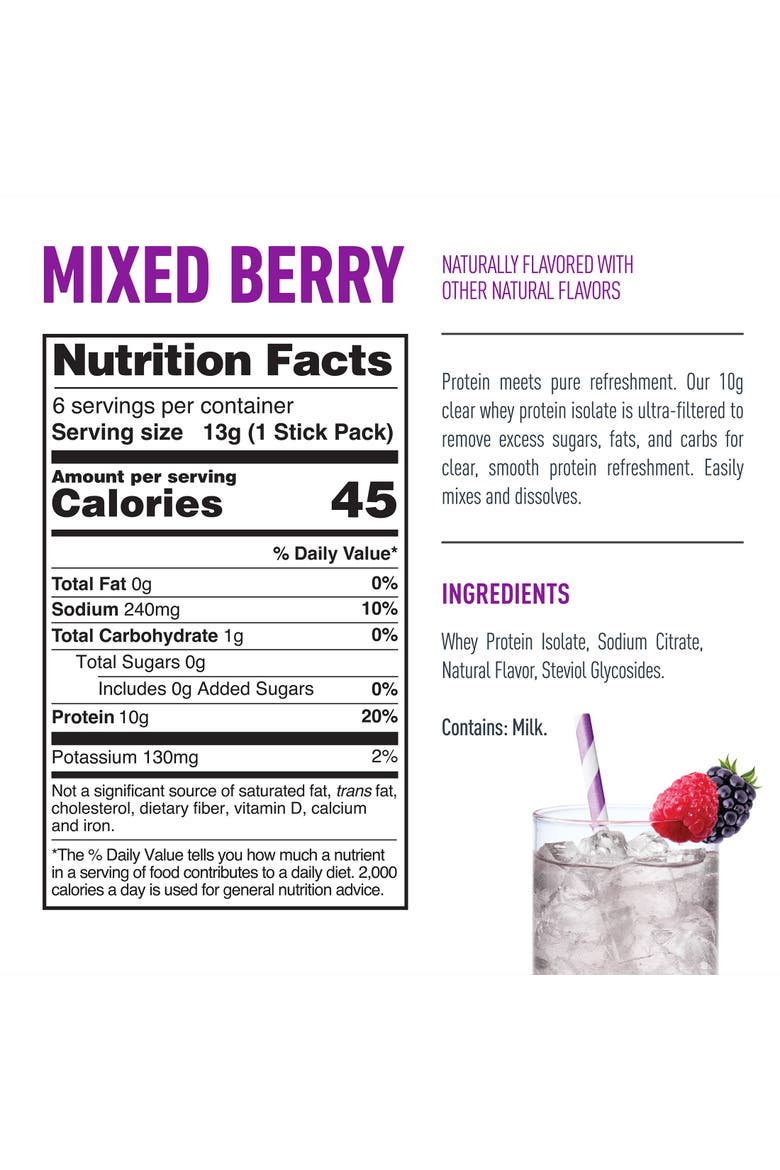 Protein Water Stickpacks Mixed Berry, 6 Count, Alternate, color, None