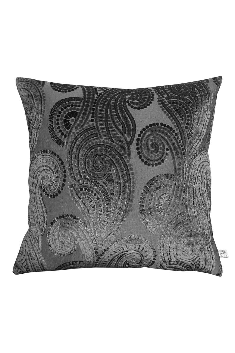 Penelope Jacquard Accent Pillow, Main, color, CHARCOAL