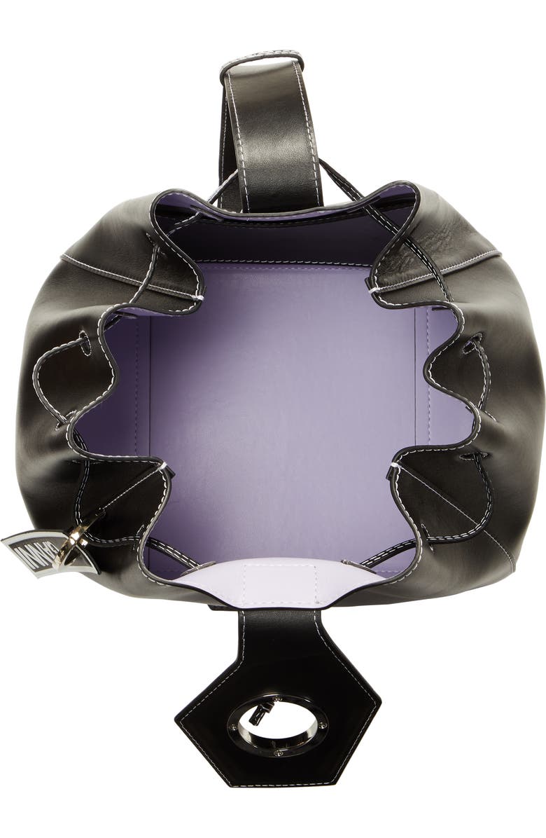 Ganni Large Drawstring Leather Bag, Alternate, color,