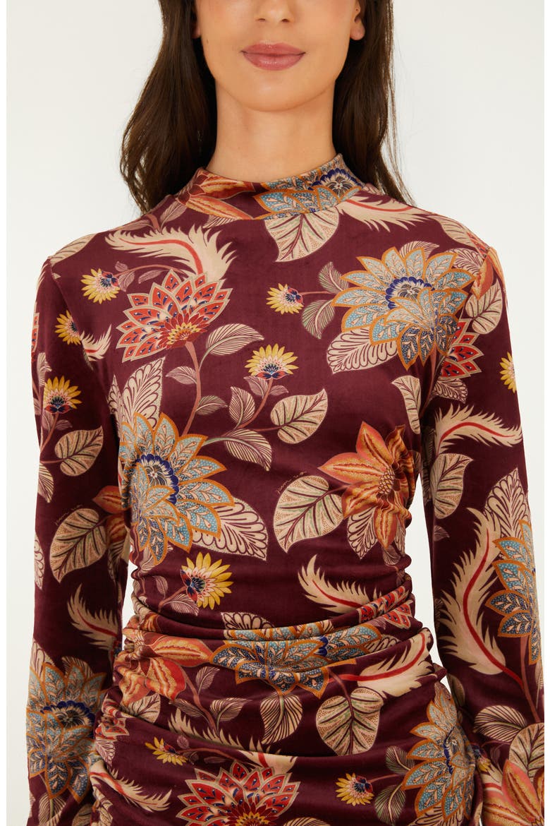 Floral Velvet Mock Neck Top, Alternate, color, DELHI FLORAL BURGUND