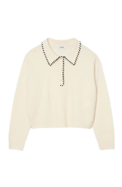 Sandro Contrast Polo-neck Knit Sweater In Multi