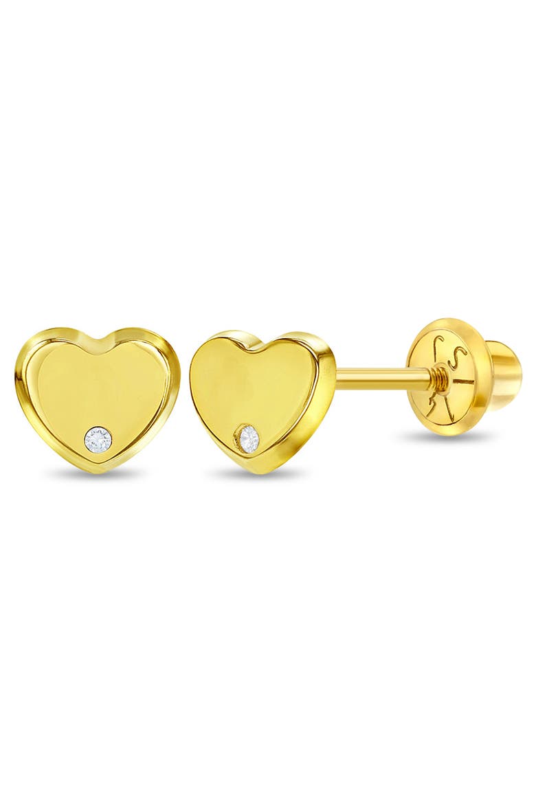 14k Genuine Diamond Heart Earrings, Main, color, Gold