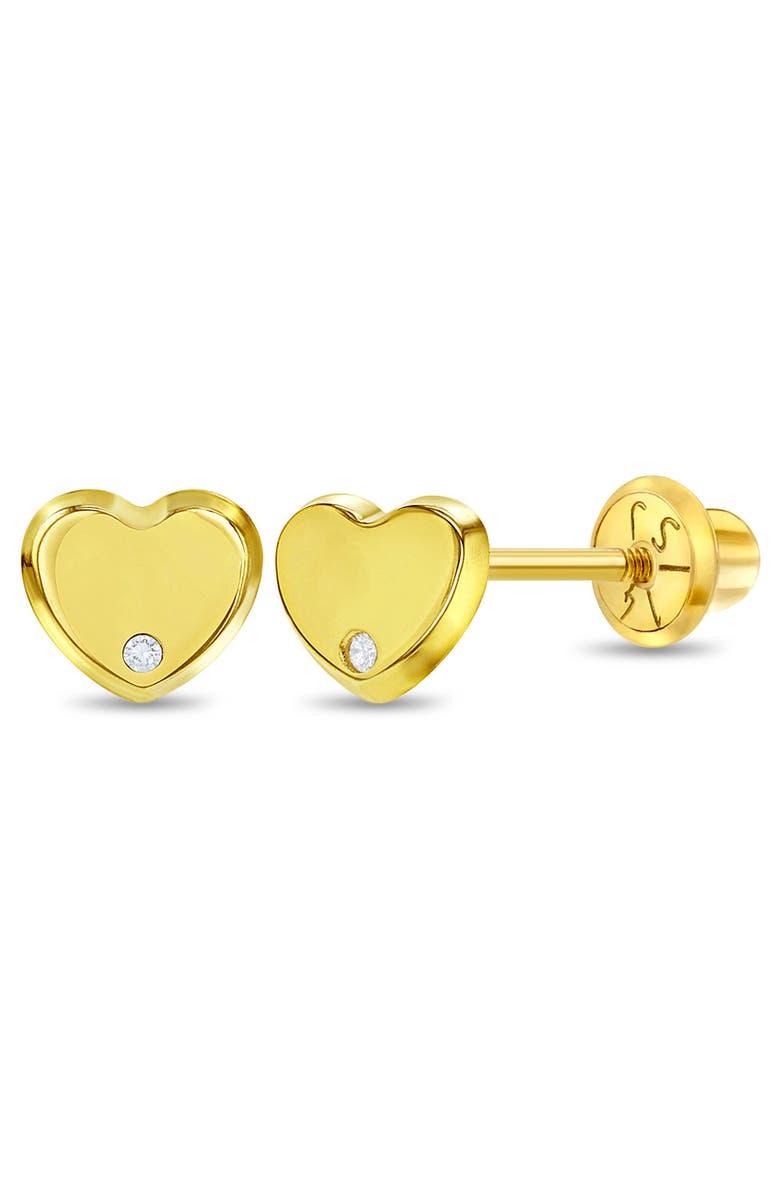 In Season Jewelry 14k Genuine Diamond Heart Earrings, Main, color, Gold