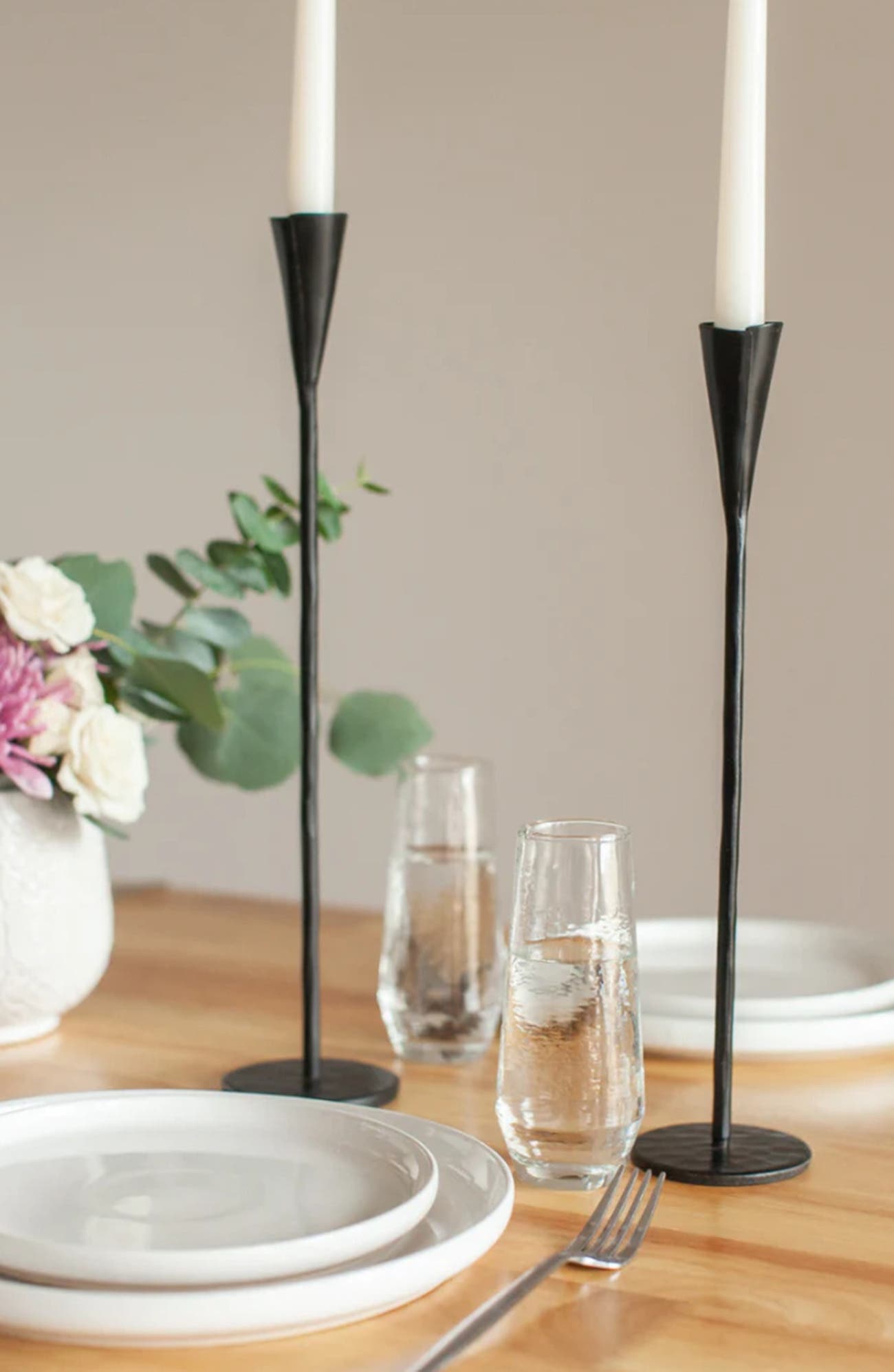 Phoenix Hand-Forged Iron Candle Stands - Set of 2 - Thumbnail 2