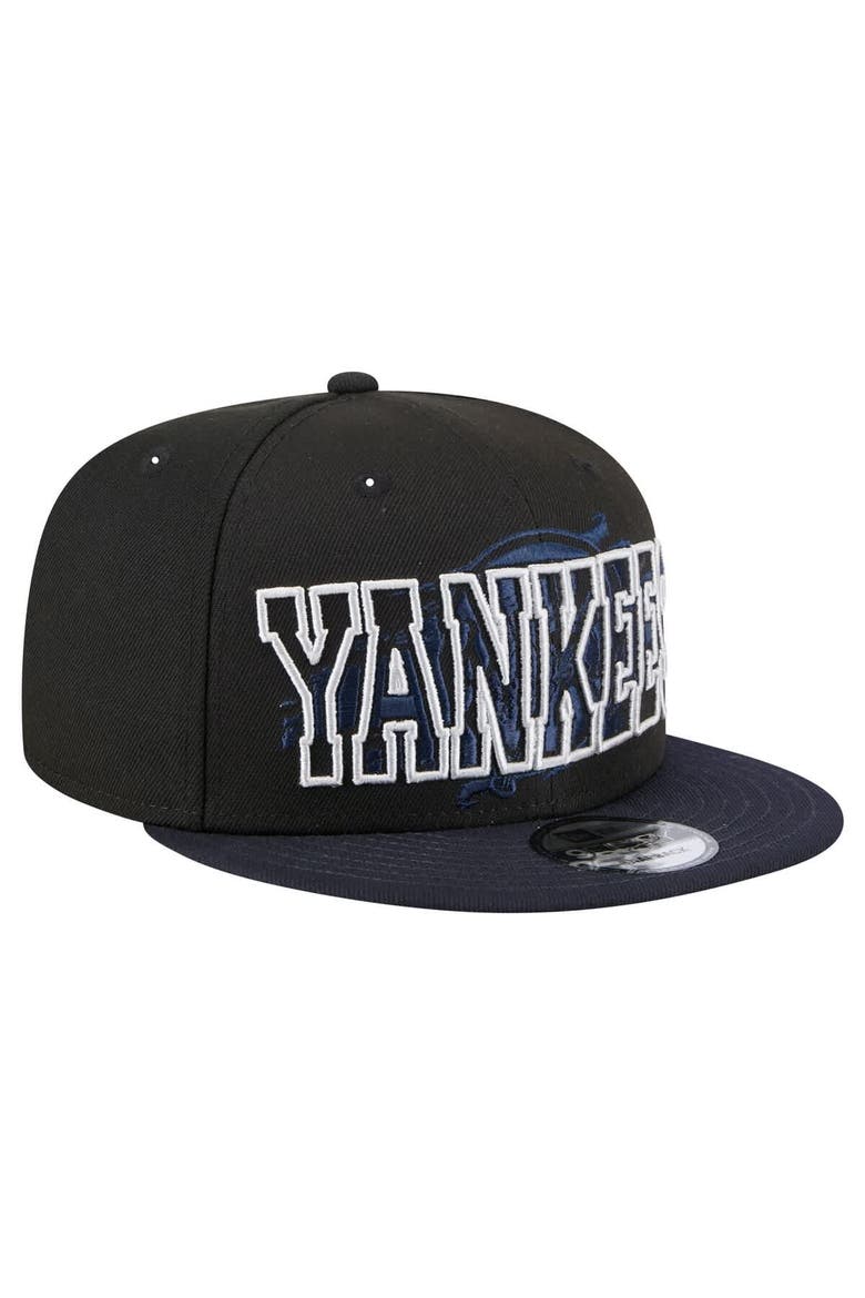 Men's New Era Black New York Yankees Splatter 9FIFTY Snapback Hat, Alternate, color, Black
