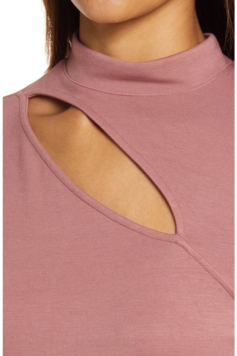 Cutout Mock Neck Knit Top, Alternate, color, PINK ADOBE