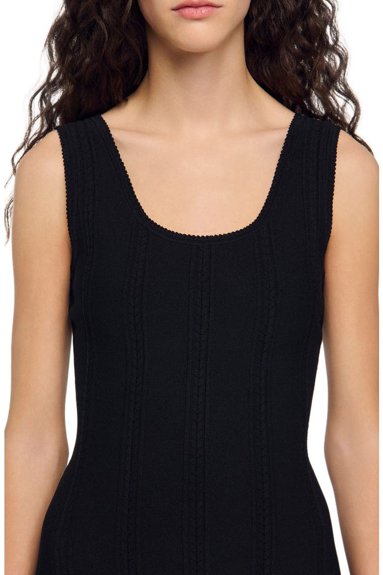 Short knit dress with ruffle, Alternate, color, Black