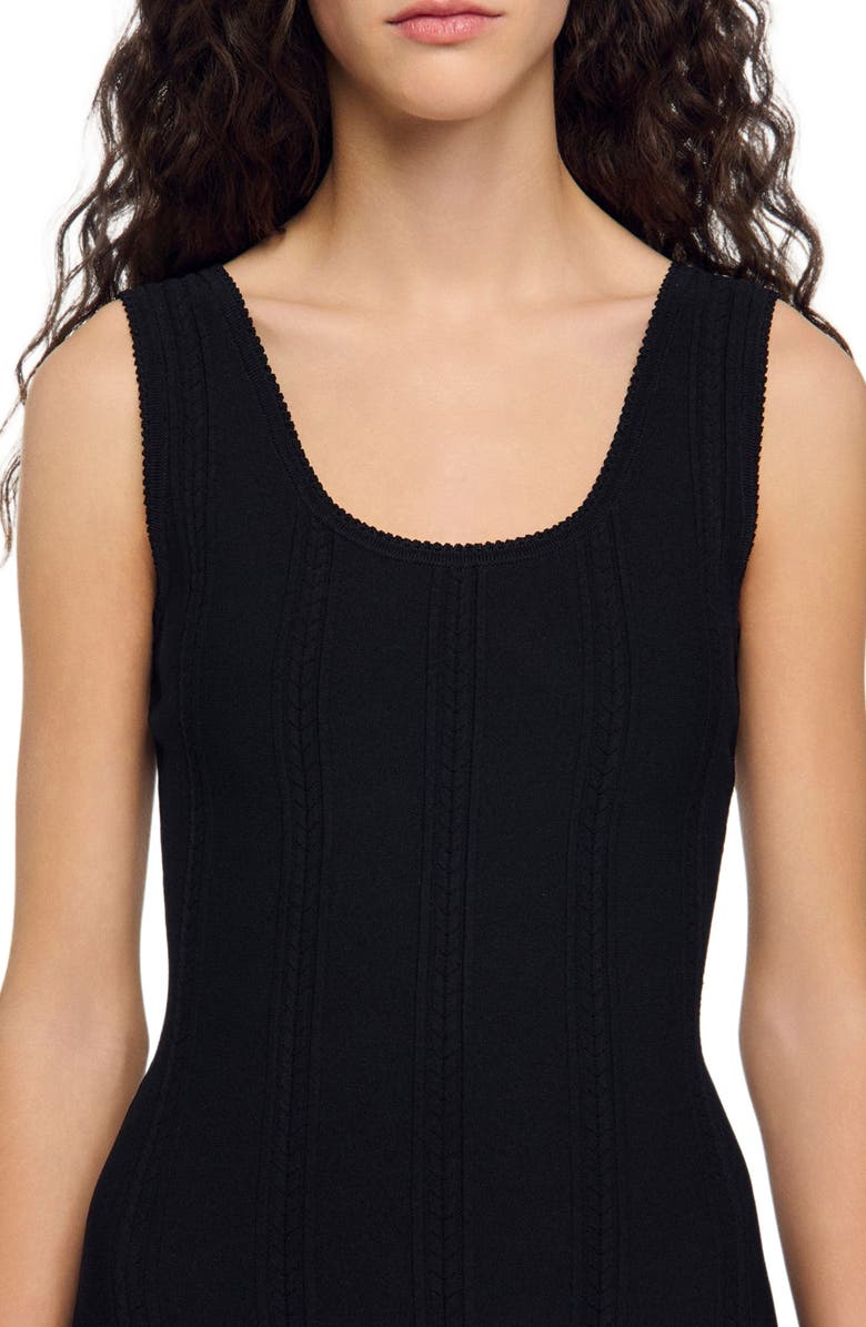 SANDRO Short knit dress with ruffle, Alternate, color, Black