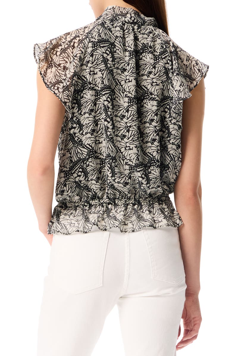 Robert Rodriguez Charmer Ruffle Peplum Top, Alternate, color, Black-Abstract Butterfly