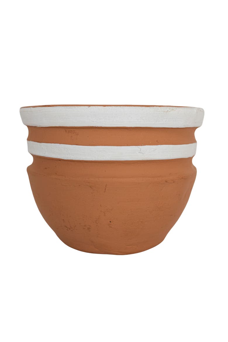 White Striped Terracotta Planter, Main, color, White