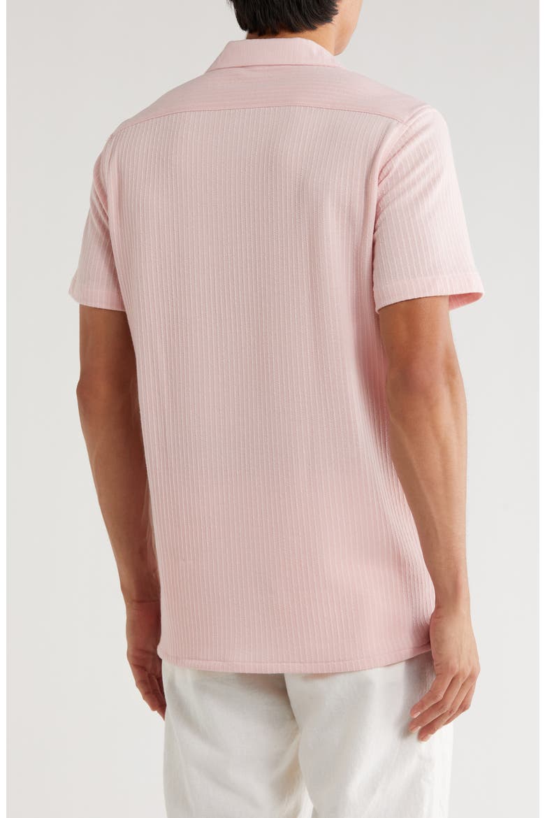 Stripe Textured Short Sleeve Camp Shirt, Alternate, color, PINK