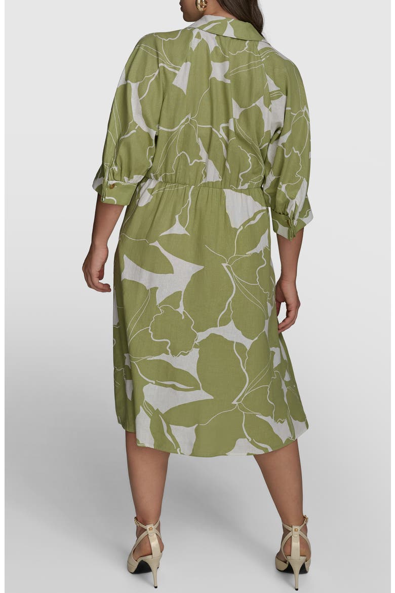 Print Tie Waist Midi Shirtdress, Alternate, color, KIWI/ CREAM