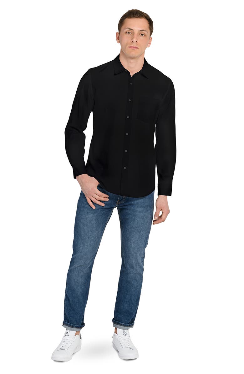 W.R.K Hudson Reworked Slim Fit Solid Cotton Button-Up Shirt, Alternate, color, Black