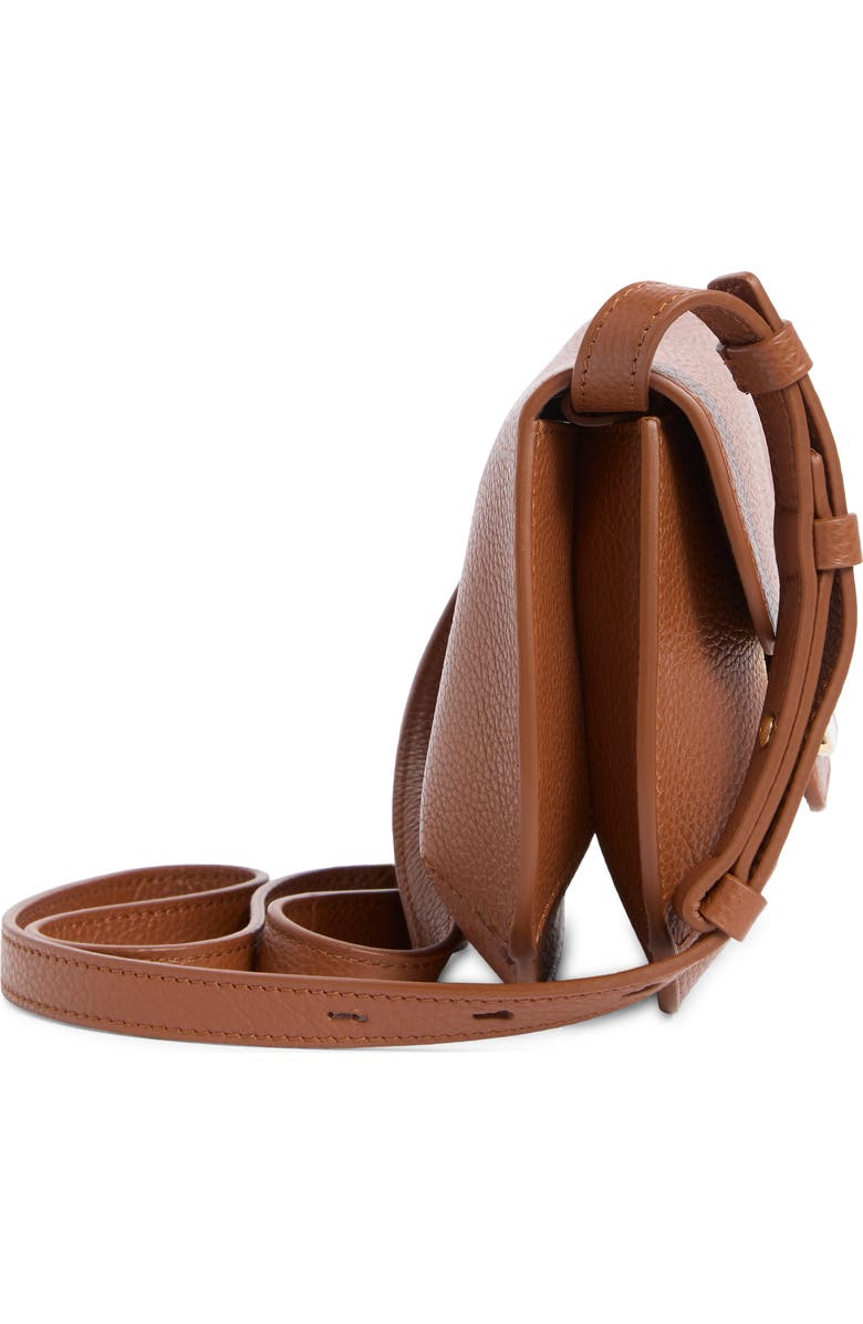 FERRAGAMO Lizzy Double Gancio Leather Crossbody Bag, Alternate, color, New Cognac/ Testa Di Moro