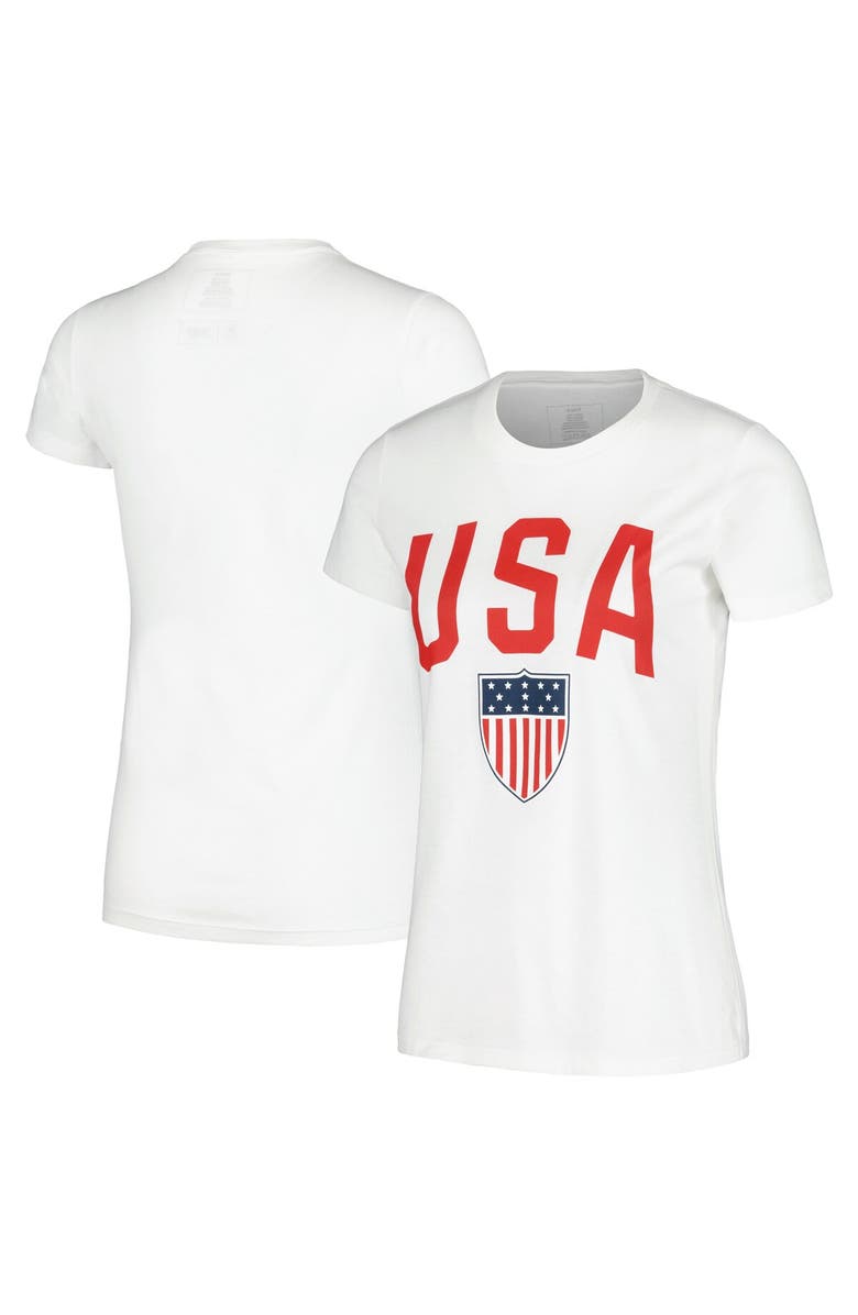 Outerstuff Women's White Team USA Shield T-Shirt, Alternate, color, 