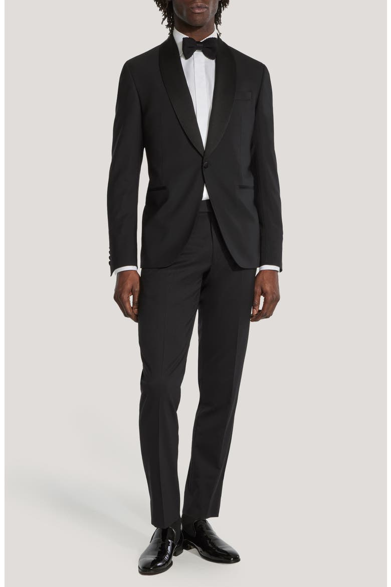 Ethan Shawl Collar Black Wool Tuxedo, Main, color, BLACK