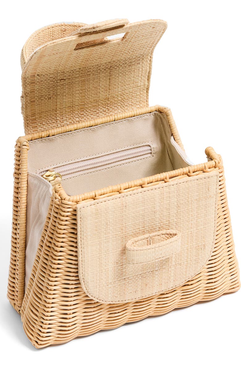 Pamela Munson The Petite Lady Rattan & Raffia Top Handle Bag, Alternate, color, Natural