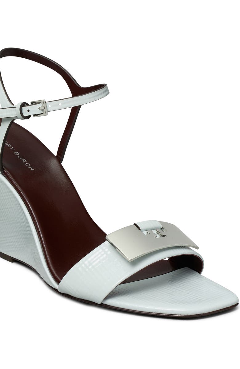 Tory Burch Gigi Ankle Strap Wedge Sandal, Alternate, color, Summit / Silver