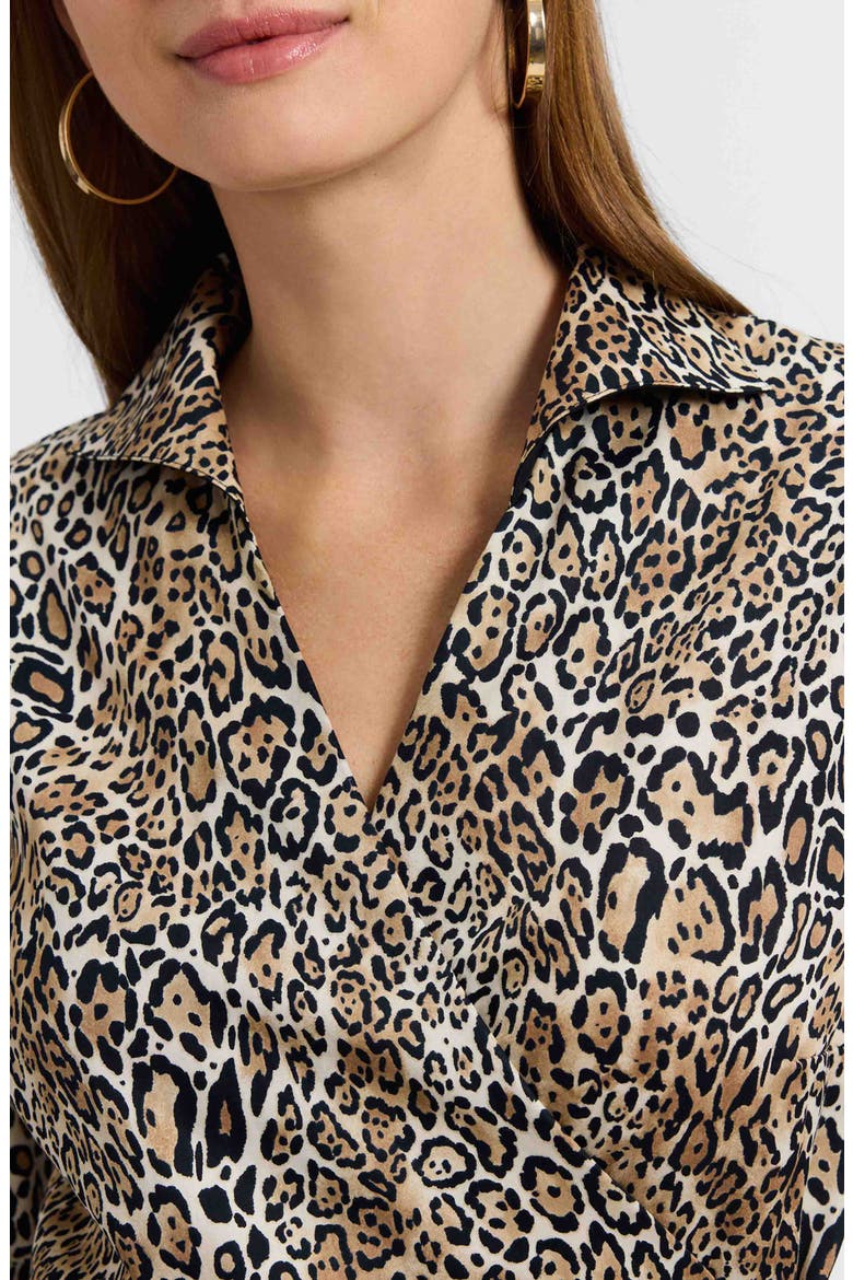 Salina Leopard Print Cotton Poplin Wrap Shirt, Alternate, color, BROWN MULTI